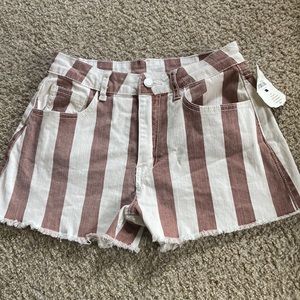 Altar’d State Striped Red and White Jean Shorts